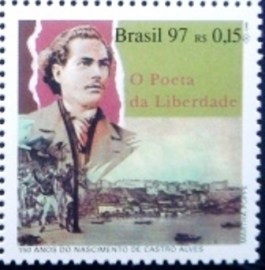 Selo postal do Brasil de 1997 Castro Alves