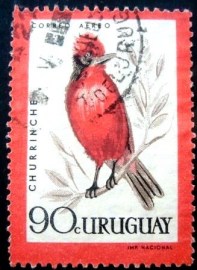 Selo postal do Uruguai de 1962 Vermilion Flycatcher