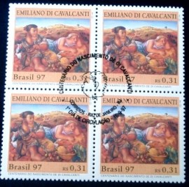 Quadra de selos postais do Brasil de 1997 Emiliano Di Cavalcanti