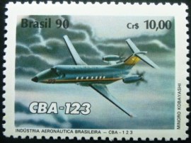 Selo postal do Brasil de 1990 Turboélice CBA-123