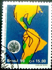Selo postal do Brasil de 1990 OEA