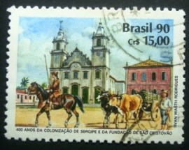 Selo postal do Brasil de 1990 400 Anos da Colonização de Sergipe