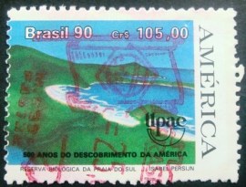 Selo postal do Brasil de 1990 Restinga U