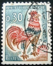 Selo postal da França de 1966 Gallic Cock 30