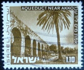 Selo postal de Israel de 1973 Aqueduct near Akko