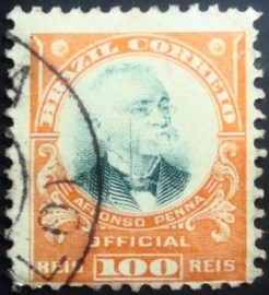 Selo postal Oficial de 1906 Afonso Penna 100 rs - O 4 U