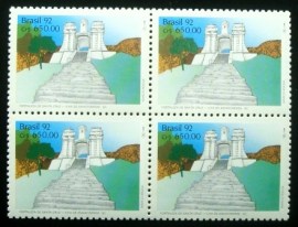 Quadra de selos postais do Brasil de 1992 Fortaleza de Santa Cruz