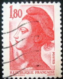 Selo postal da França de 1982 Liberté de Gandon 1,80