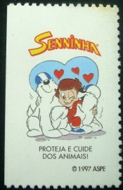 Vinheta postal do Brasil de 1997 Cuide dos Animais
