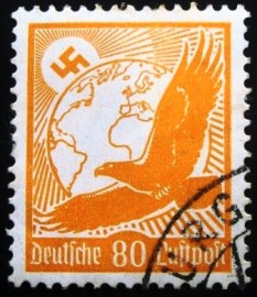 Selo postal da Alemanha Reich de 1934 Golden Eagle and globe 80