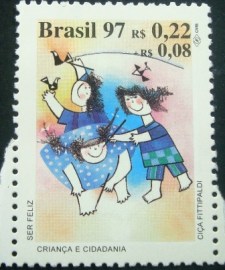 Selo postal do Brasil de 1997 Ser Feliz