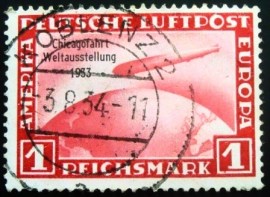 Selo postal da Alemanha Reich de 1933 Graf Zeppelin Chicago World Exhibition