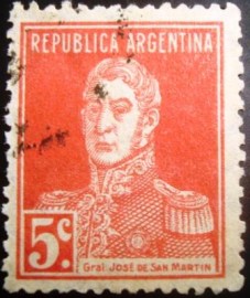 Selo postal da Argentina de 1924 General San Martín 5c