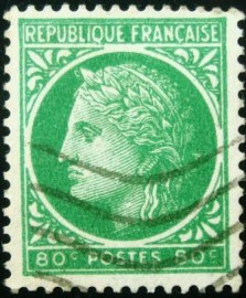 Selo postal da França de 1945 Ceres Mazelin 80