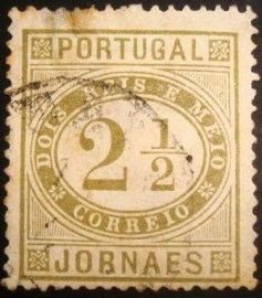 Selo postal de Portugal de 1876 Numeral 2½