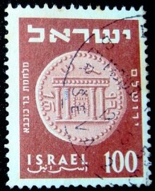 Selo postal de Israel de 1954 Temple Facade 132-135 CE