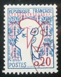 Selo postal da França de 1961 Marianne: Jean Cocteau