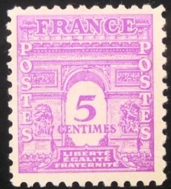 Selo postal da França de 1944 Arc de Triomphe 5