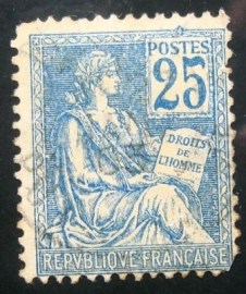 Selo postal da França de 1902 Type Mouchon 25