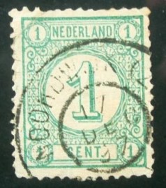 Selo postal da Holanda de 1876 Numeral 1