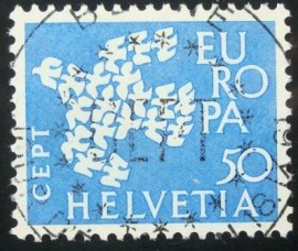 Selo postal da Suiça de 1961 Doves