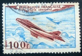 Selo postal da França de 1954 Mystère IV 100F