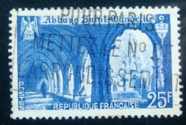 Selo postal da França de 1949 Abbey of Saint Wandrille