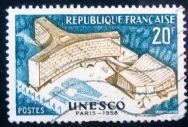 Selo postal da França de 1958 UNESCO Building