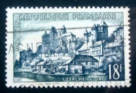 Selo postal da França de 1955 Uzerche