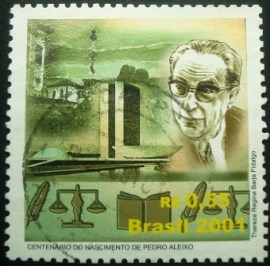 Selo postal do Brasil de 2001 Pedro Aleixo U