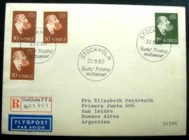 Envelope FDC da Suécia de 1960 Gustaf Fröding