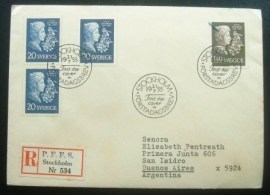 Envelope FDC da Suécia de 1955 Pehr Daniel Amadeus