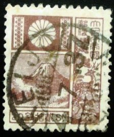 Selo postal Japão 1931 Mt Fuji and Deer Violet