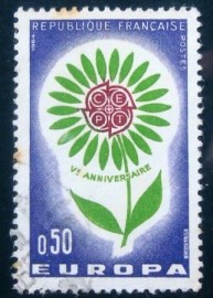 Selo postal da França 1964 Flower