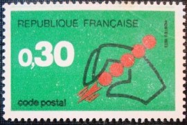 Selo postal da França de 1972 New postcode 0,30