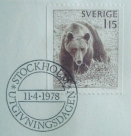 Envelope FDC da Suécia de 1978 Brown Bear