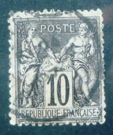Selo postal da França 1877 Peace and commerce Type Sage 10