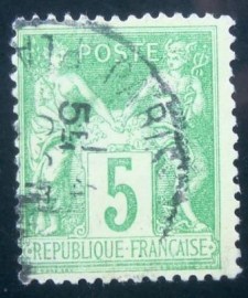 Selo postal da França 1898 Peace and commerce Type Sage 5