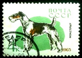 Selo postal da União Soviética de 1965 Fox Terrier