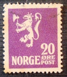 Selo postal da Noruega de 1922 Lion type I, 20