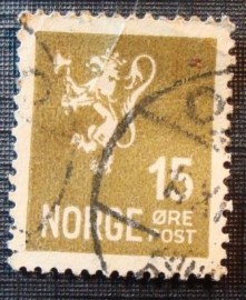 Selo postal da Noruega de 1926 Lion type II