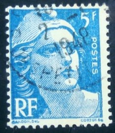 Selo postal da França 1947 Marianne type Gandon 5c
