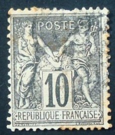 Selo postal da França de 1898 Peace and commerce Type Sage 10