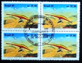Quadra de selos postais do Brasil de 1991 Mundial de Voo Livre