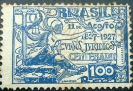 Selo postal de 1927 Cursos jurídicos 100rs - C 19  U