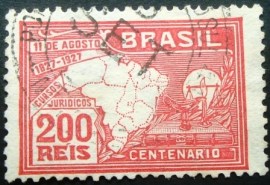 Selo postal de 1927 Cursos Jurídicos 200rs - C 20  U