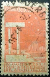 Selo postal do Brasil de 1930 Congresso Arquitetura 300rs
