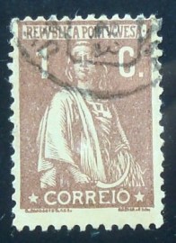 Selo postal de Portugal de 1920 Ceres 1c C