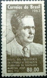 Selo postal do Brasil de 1963 Marechal Tito U