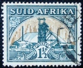 Selo postal da África do Sul de 1936 Gold Mine